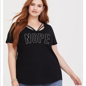 TORRID Black “NOPE” Strappy Tee 🖤